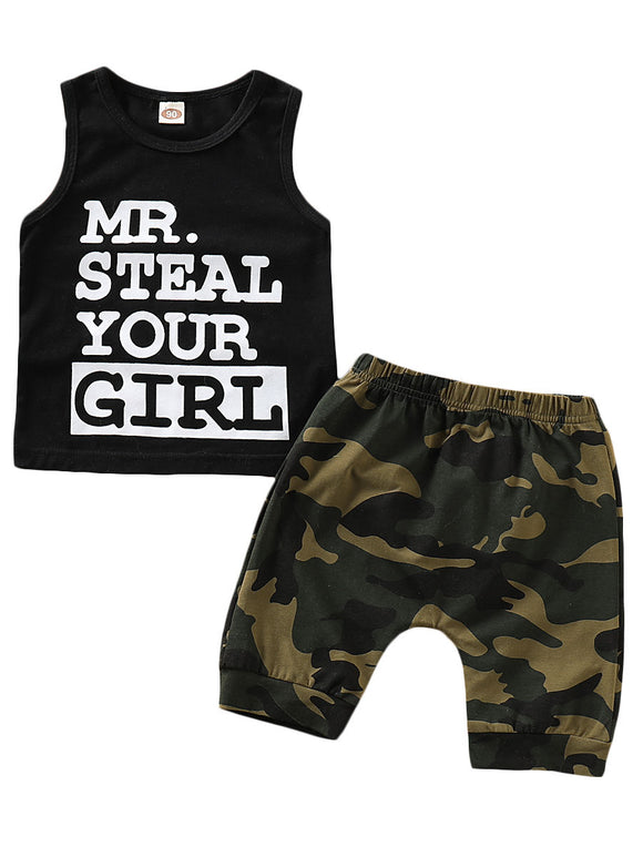 2-Piece Outfit MR.STEAL YOUR GIRL Tank Top+Camo Pants