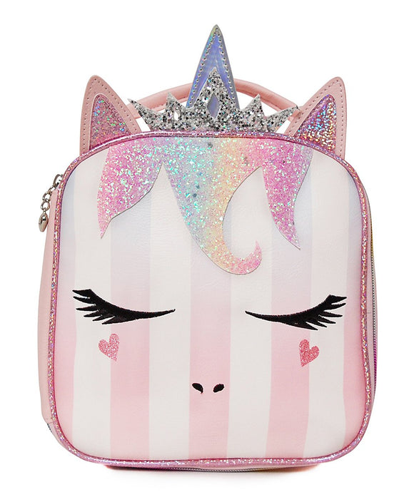 Pink & White Stripe Queen Miss Gwen Unicorn Lunch Bag