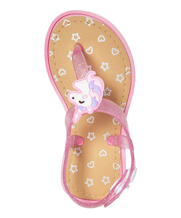 Light Pink Unicorn T-Strap Sandal - Girls