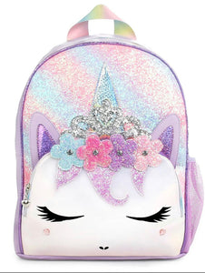 Lavender Glitter Stripe Gwen Flower-Accent Backpack OMG Accessories