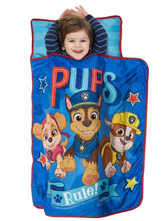 Paw Patrol Blue “Pups Rule” Toddler Roll Up Nap Mat