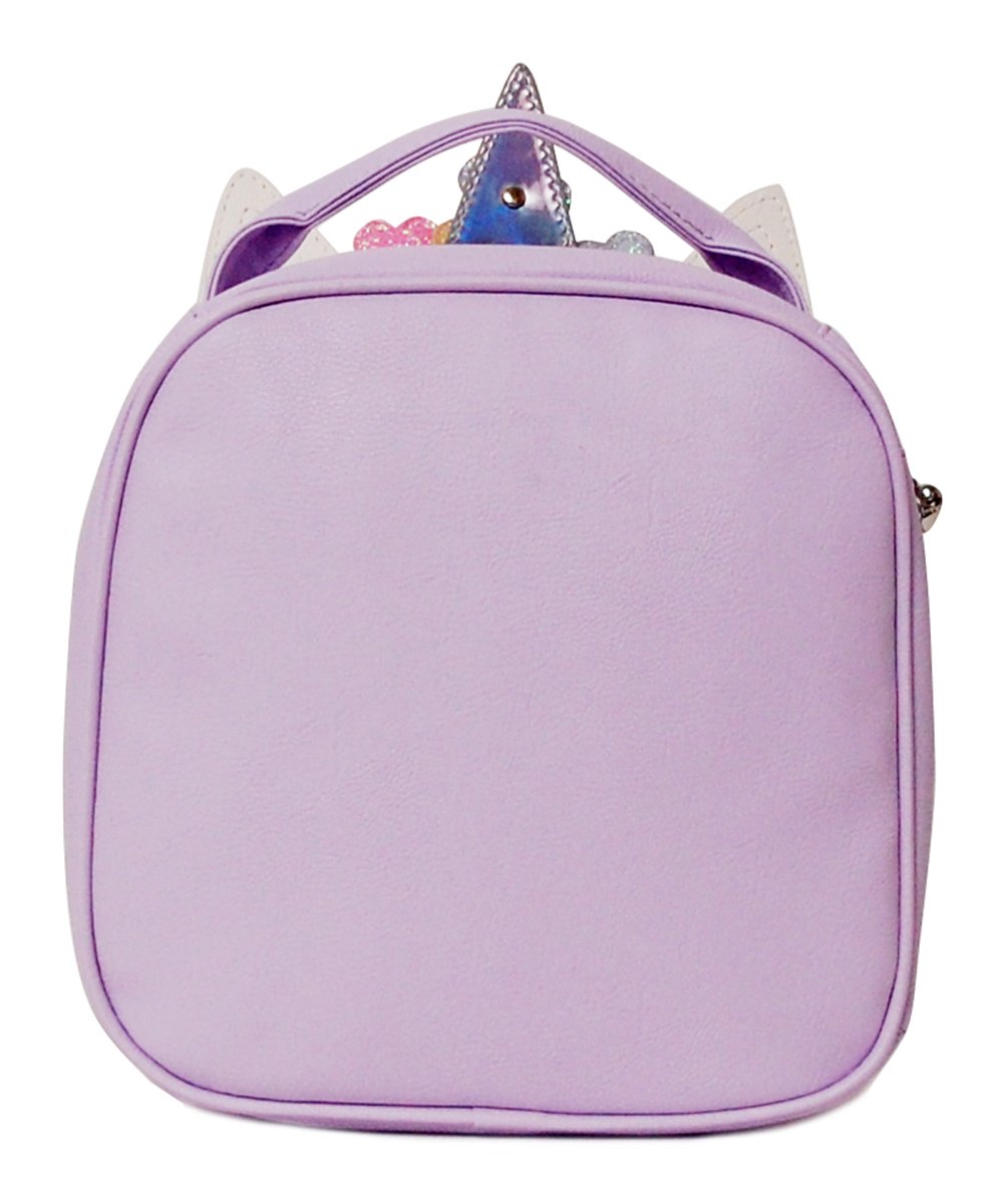 Purple & Pink Unicorn Lunch Bag With Bottle Holder, 3 Compartments